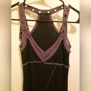 Tambukiki ? Maxi dress black & purplish Gray unique rare statement cotton Small